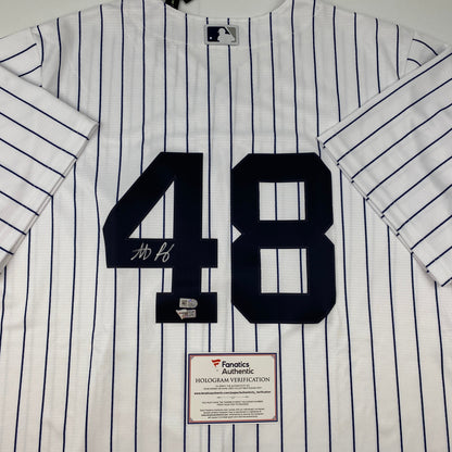 Autographed/Signed Anthony Rizzo New York Yankees Authentic Pinstripe Baseball Jersey Fanatics COA