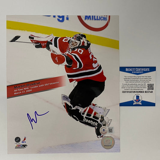 Autographed/Signed Martin Brodeur New Jersey Devils 8x10 Hockey Photo Beckett BAS COA #2