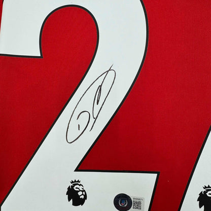 Framed Autographed/Signed Darwin Nunez 35x39 Liverpool Red Soccer Jersey Beckett BAS COA #2