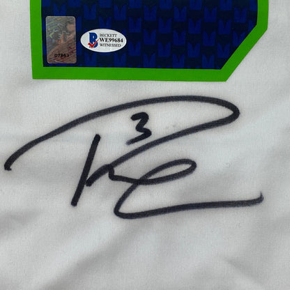 Autographed/Signed Russell Wilson Seattle Seahawks White Authentic Football Jersey Beckett BAS COA