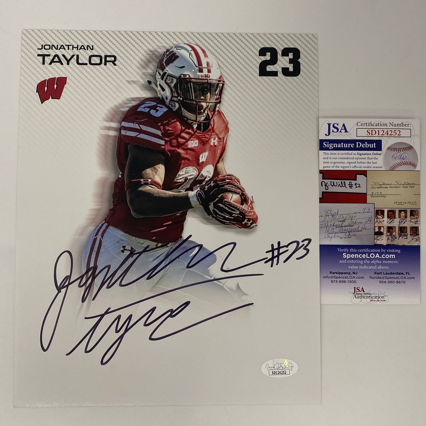 Autographed/Signed Jonathan Taylor Wisconsin Badgers 8x10 College Football Photo JSA COA #8