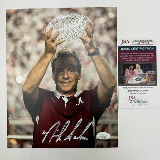 Autographed/Signed Nick Saban Alabama Crimson Tide 8x10 College Football Photo JSA COA #2