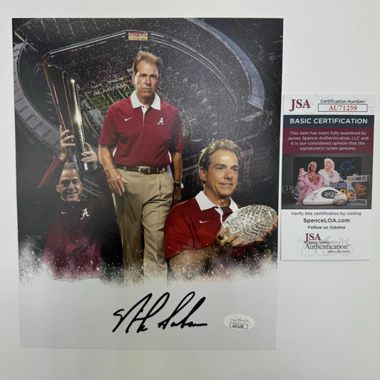 Autographed/Signed Nick Saban Alabama Crimson Tide 8x10 College Football Photo JSA COA #1