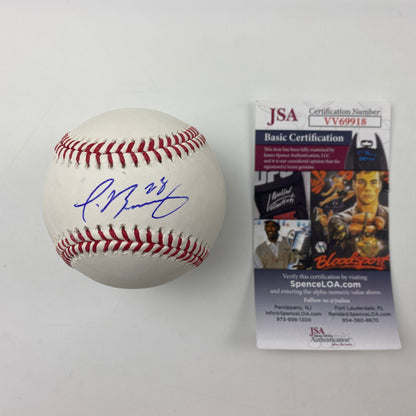 Autographed/Signed Javier Baez Rawlings Official Major League Baseball ROML JSA COA
