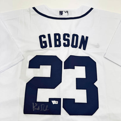Autographed/Signed Kirk Gibson Detroit Tigers White Baseball Jersey Fanatics COA