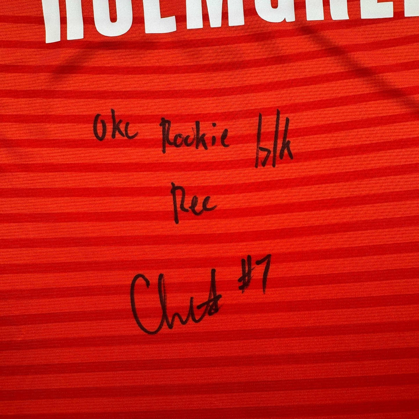 Autographed/Signed Chet Holmgren "OKC Rookie Blk Rec" Oklahoma City Thunder Orange Basketball Jersey Beckett BAS COA