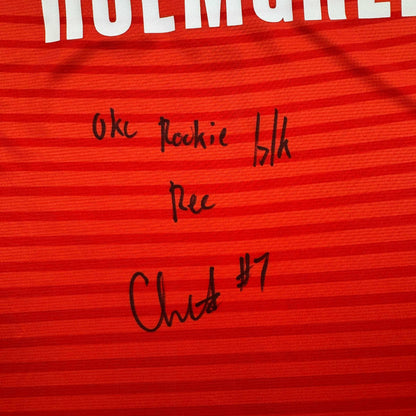 Autographed/Signed Chet Holmgren "OKC Rookie Blk Rec" Oklahoma City Thunder Orange Basketball Jersey Beckett BAS COA