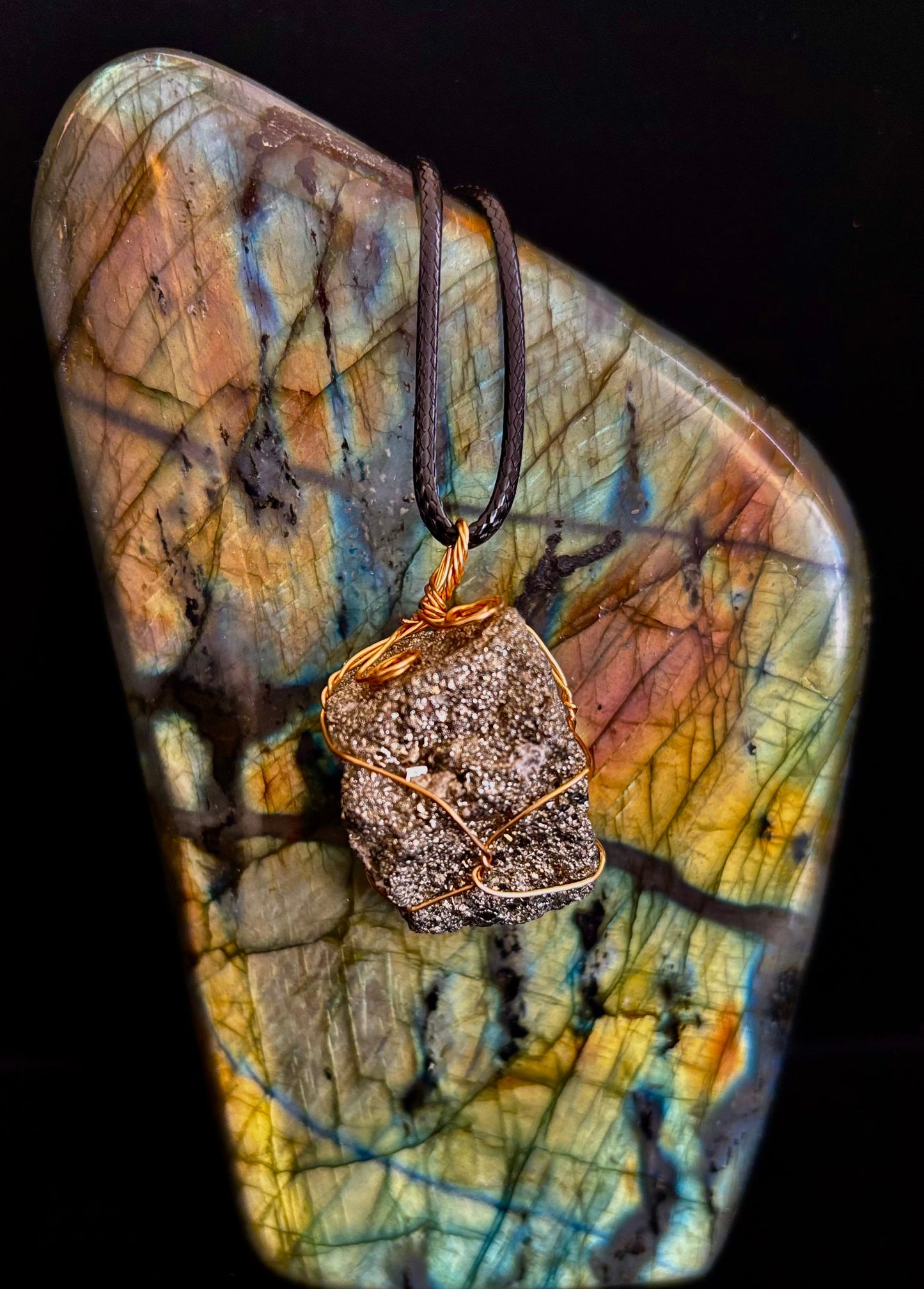 Handmade Pyrite Necklace – Genuine Crystal for Abundance & Strength