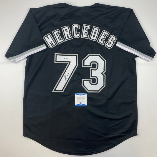 Autographed/Signed Yermin Mercedes Chicago Black Baseball Jersey Beckett BAS COA