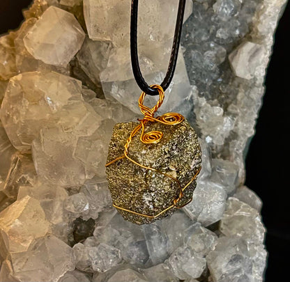 Handmade Pyrite Necklace – Genuine Crystal for Abundance & Strength