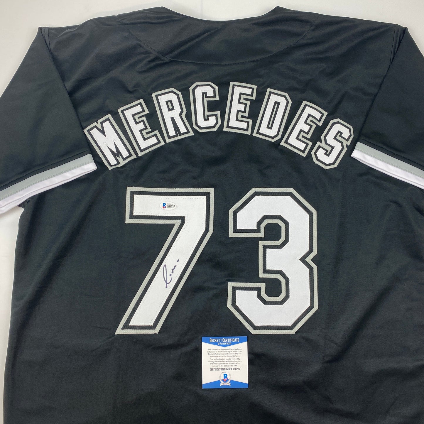 Autographed/Signed Yermin Mercedes Chicago Black Baseball Jersey Beckett BAS COA