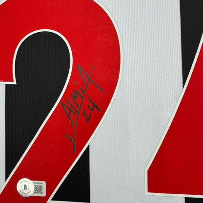 Autographed/Signed Miguel Almiron Newcastle United White/Black Soccer Jersey Beckett BAS COA