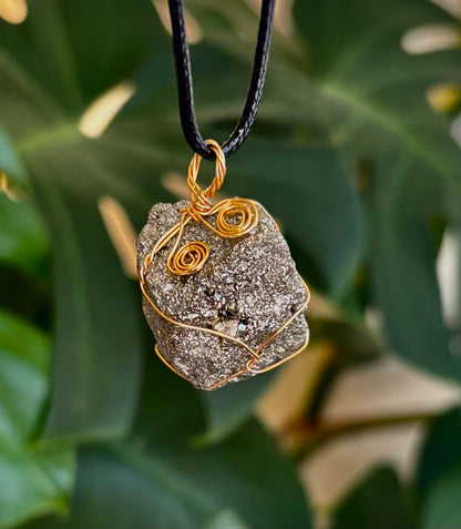 Handmade Pyrite Necklace – Genuine Crystal for Abundance & Strength