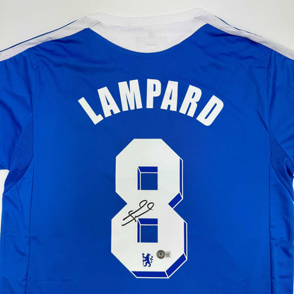 Autographed/Signed Frank Lampard Chelsea FC Blue Soccer Futbol Jersey Beckett BAS COA #2
