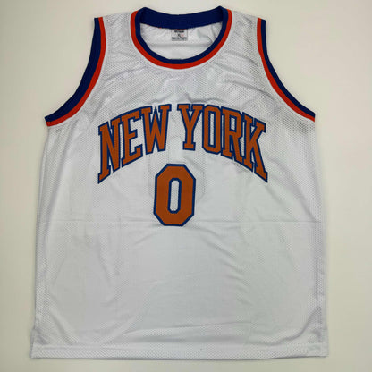 Autographed/Signed Donte Divincenzo New York White Basketball Jersey Beckett BAS COA