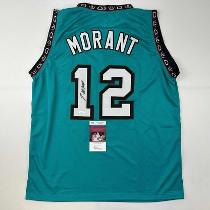 Autographed/Signed Ja Morant Memphis Teal Basketball Jersey JSA COA