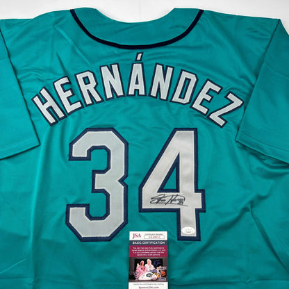 Autographed/Signed Felix Hernandez Seattle Teal Baseball Jersey JSA COA