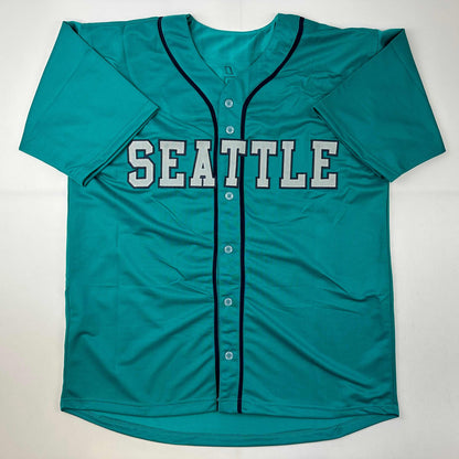 Autographed/Signed Felix Hernandez Seattle Teal Baseball Jersey JSA COA