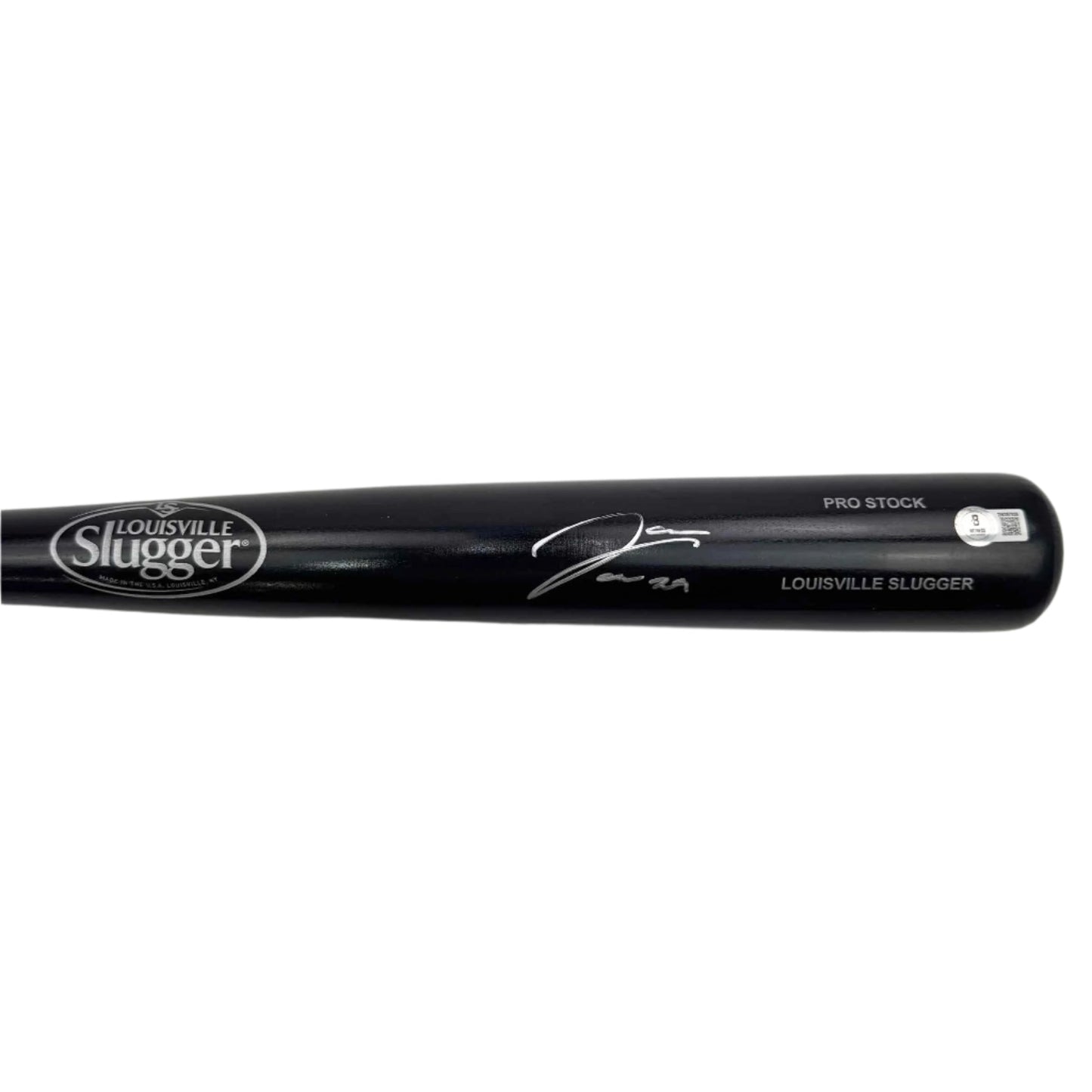 Autographed/Signed James Wood Black Louisville Slugger Baseball Bat Beckett BAS COA