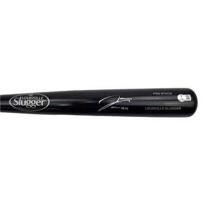 Autographed/Signed James Wood Black Louisville Slugger Baseball Bat Beckett BAS COA