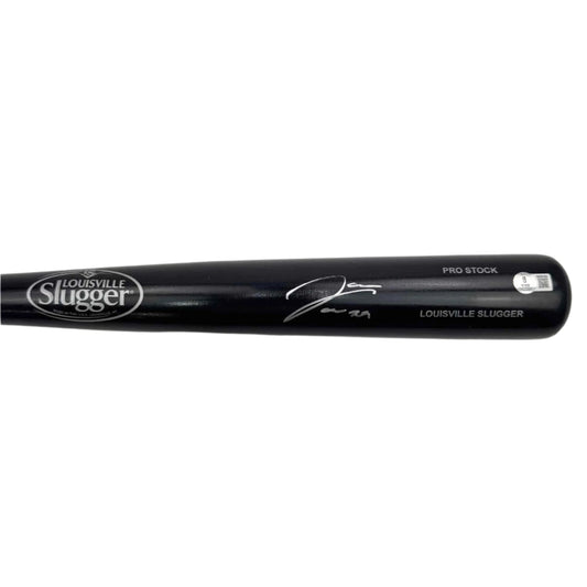 Autographed/Signed James Wood Black Louisville Slugger Baseball Bat Beckett BAS COA