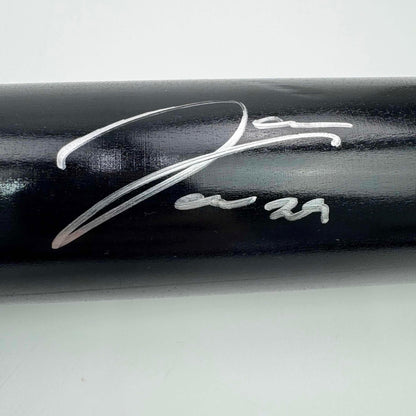 Autographed/Signed James Wood Black Louisville Slugger Baseball Bat Beckett BAS COA