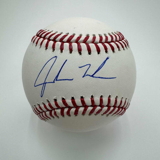 Autographed/Signed Jordan Walker Rawlings Official Major League Baseball ROML Beckett BAS COA