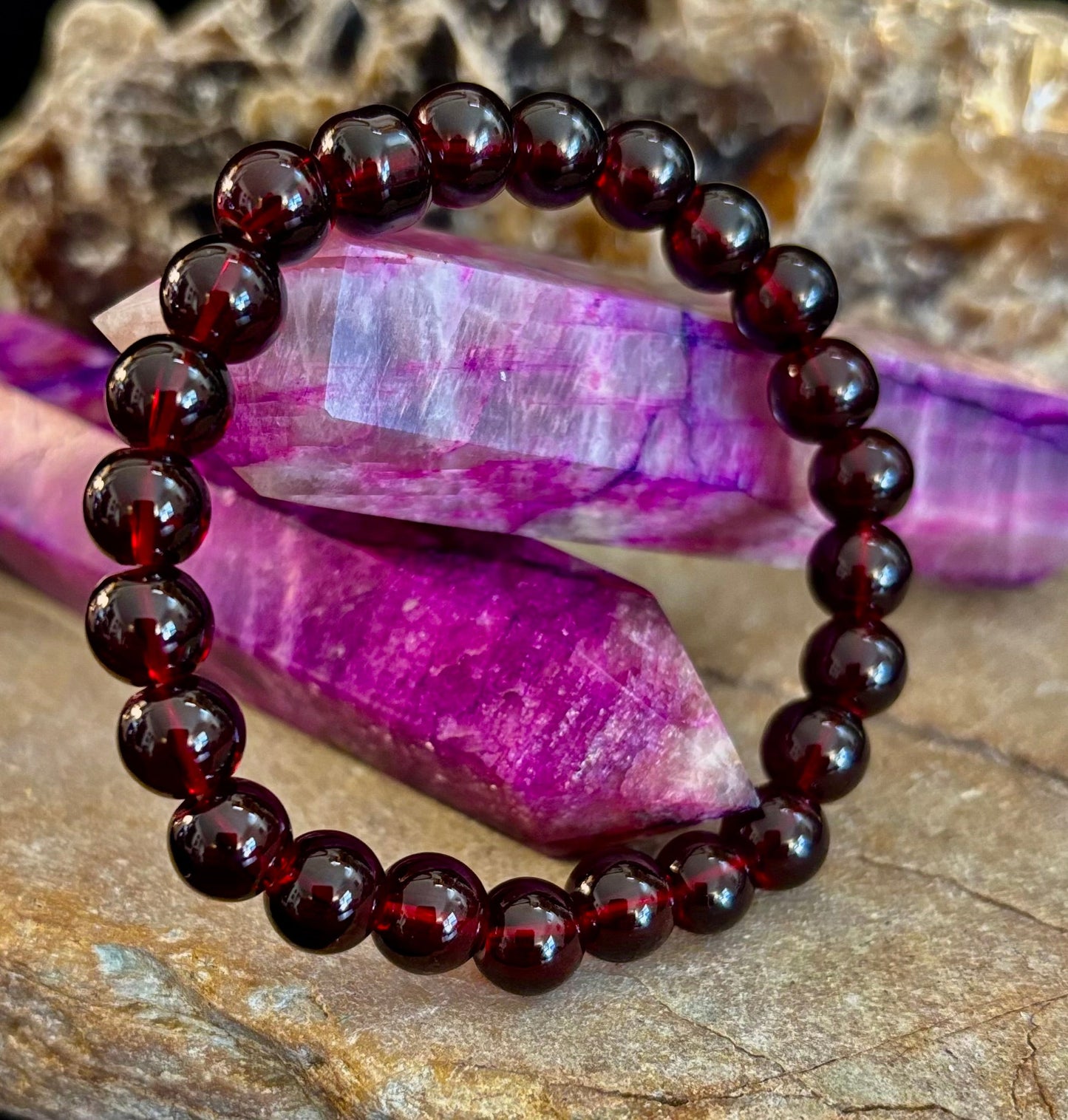 Garnet Wishing Bracelet – 8mm Beads for Passion, Protection & Manifestation