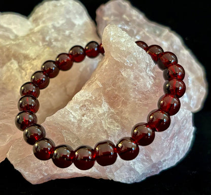 Garnet Wishing Bracelet – 8mm Beads for Passion, Protection & Manifestation