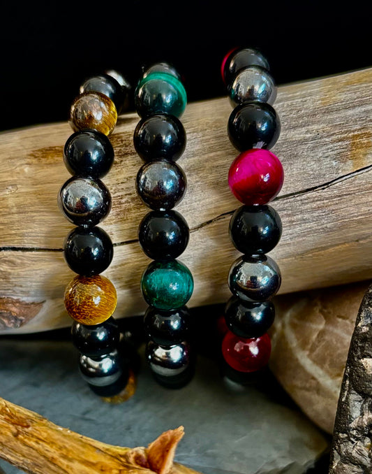 Protection Energy Bracelets – Red, Green, and Tiger Eye Options