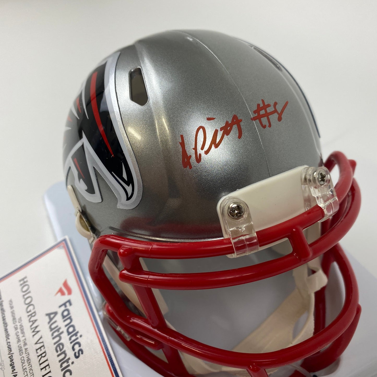 Autographed/Signed Kyle Pitts Atlanta Falcons Flash Football Mini Helmet Beckett BAS COA