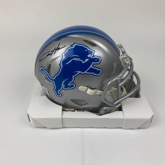 Autographed/Signed Aidan Hutchinson Detroit Lions Mini Football Helmet Beckett BAS COA