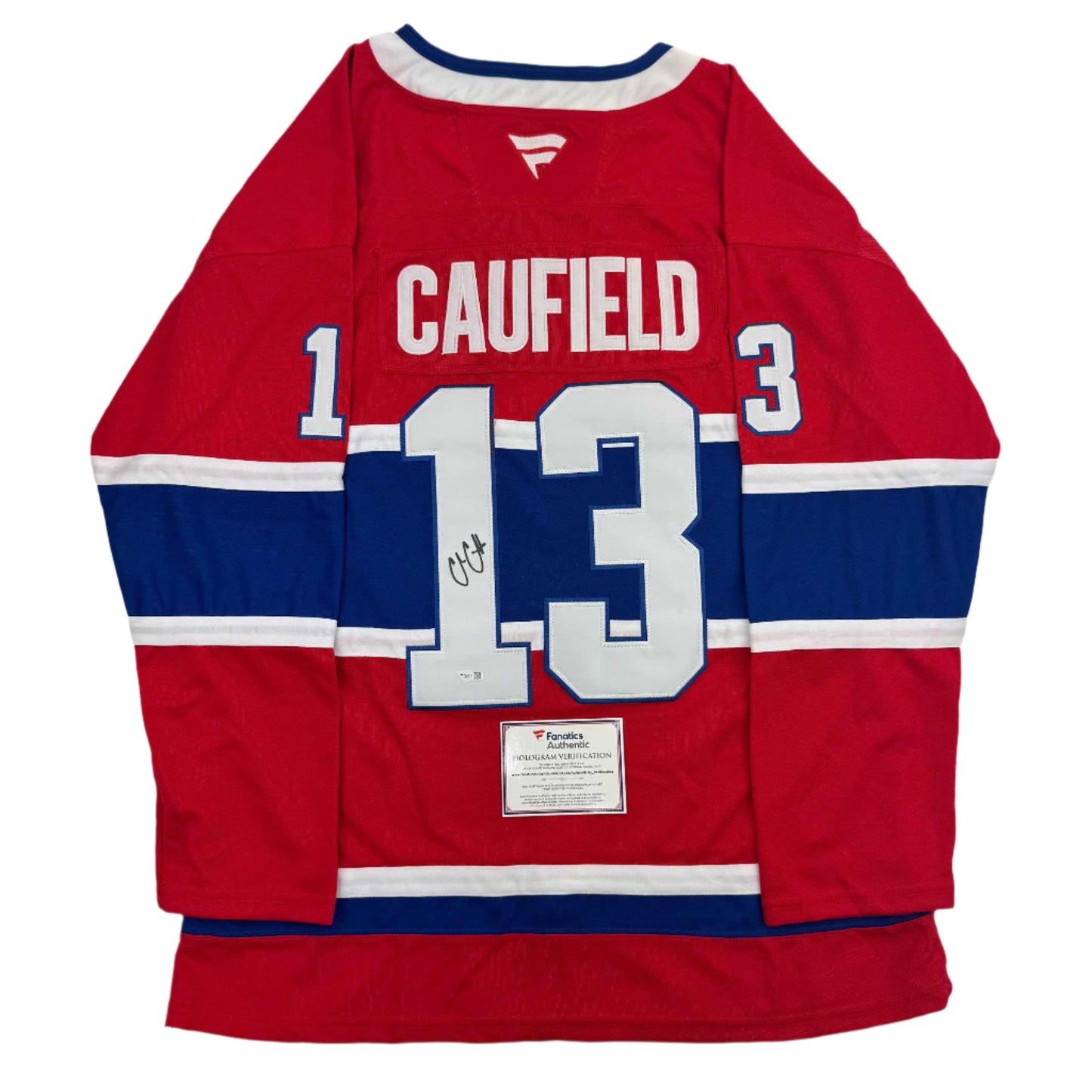 Autographed/Signed Cole Caufield Montreal Canadiens Red Hockey Jersey Fanatics COA