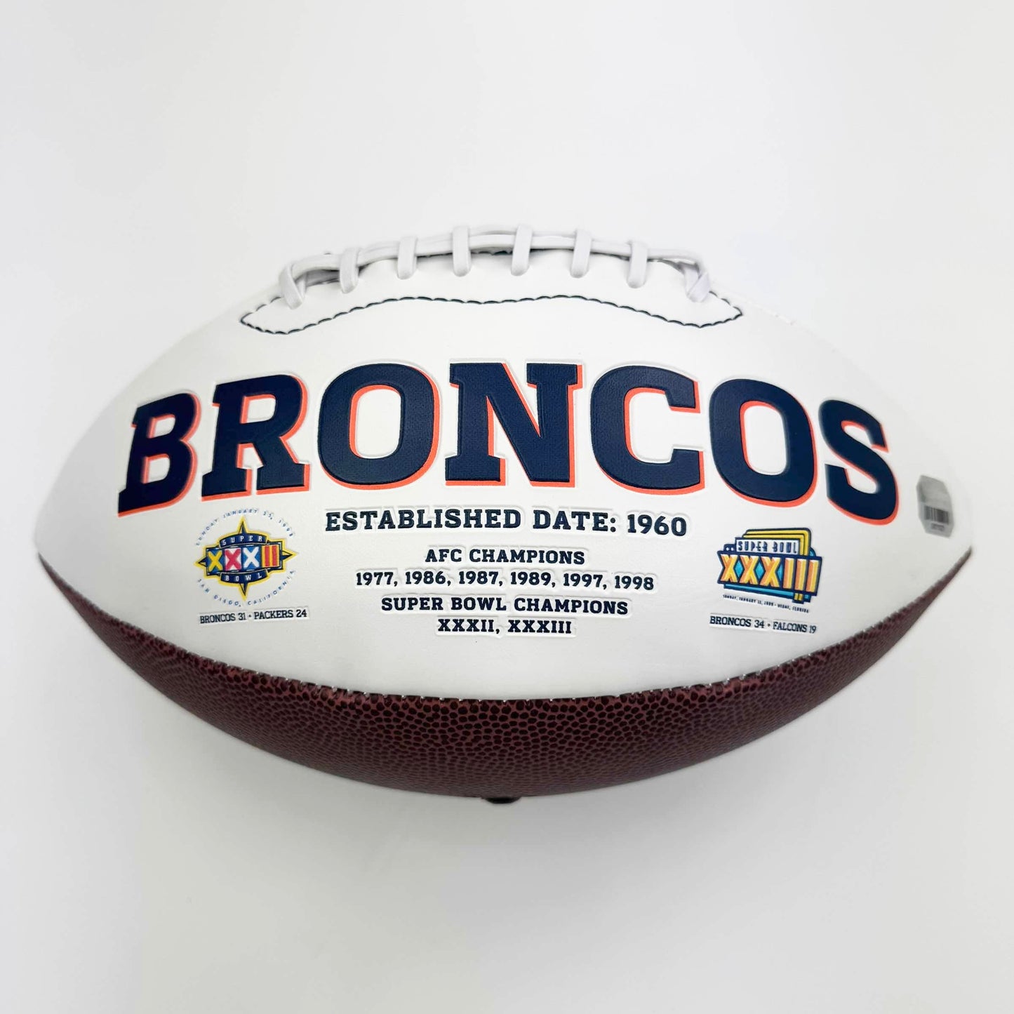 Autographed/Signed Peyton Manning Denver Broncos FS White Panel Logo Football Fanatics COA