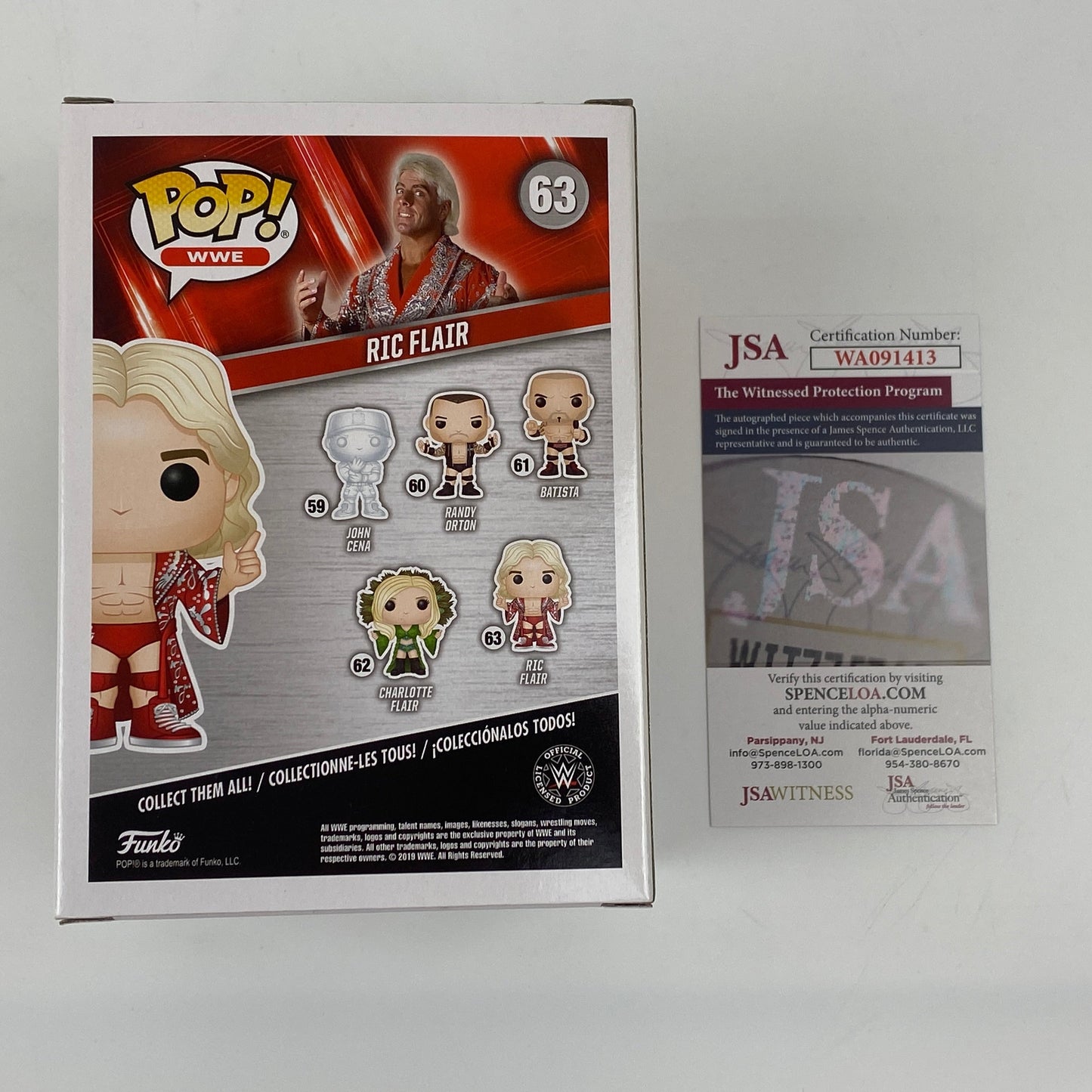 Autographed/Signed Ric Flair 16x #63 Funko Pop WWE WWF Figurine JSA COA