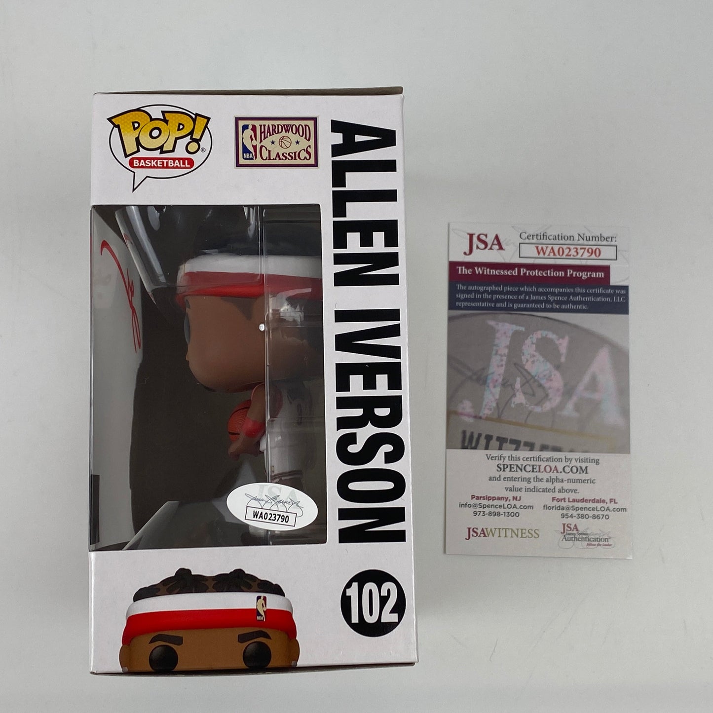 Autographed/Signed Allen Iverson Philadelphia 76ers Sixers Basketball Funko Pop #102 Figurine JSA COA