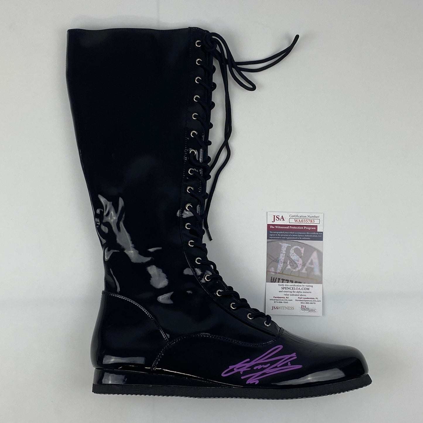 Autographed/Signed The Undertaker Black WWE WWF Wrestling Boot/Shoe JSA COA Auto