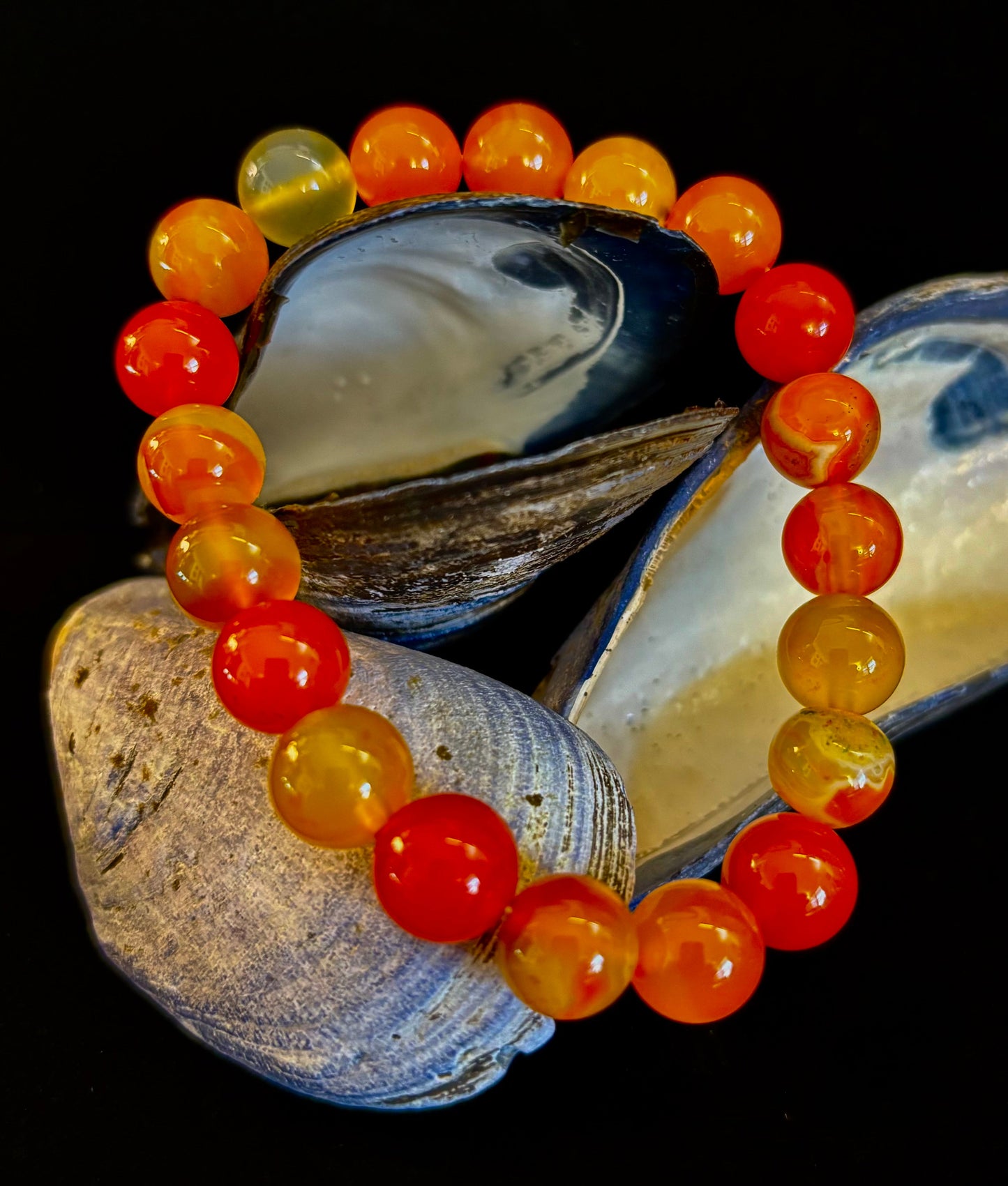 Orange Striped Agate Bracelet | 10mm Natural Stone Beads for Balance, Creativity & Confidence