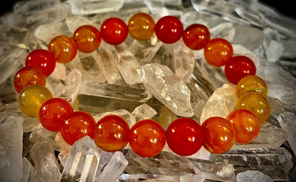 Orange Striped Agate Bracelet | 10mm Natural Stone Beads for Balance, Creativity & Confidence