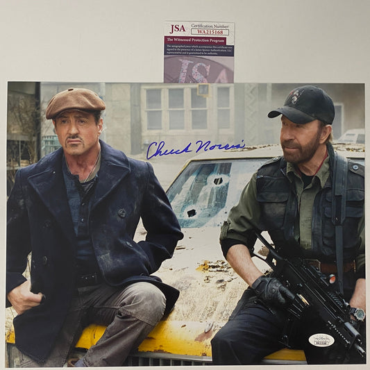 Autographed/Signed Chuck Norris The Expendables 2 11x14 Movie Photo JSA COA #2