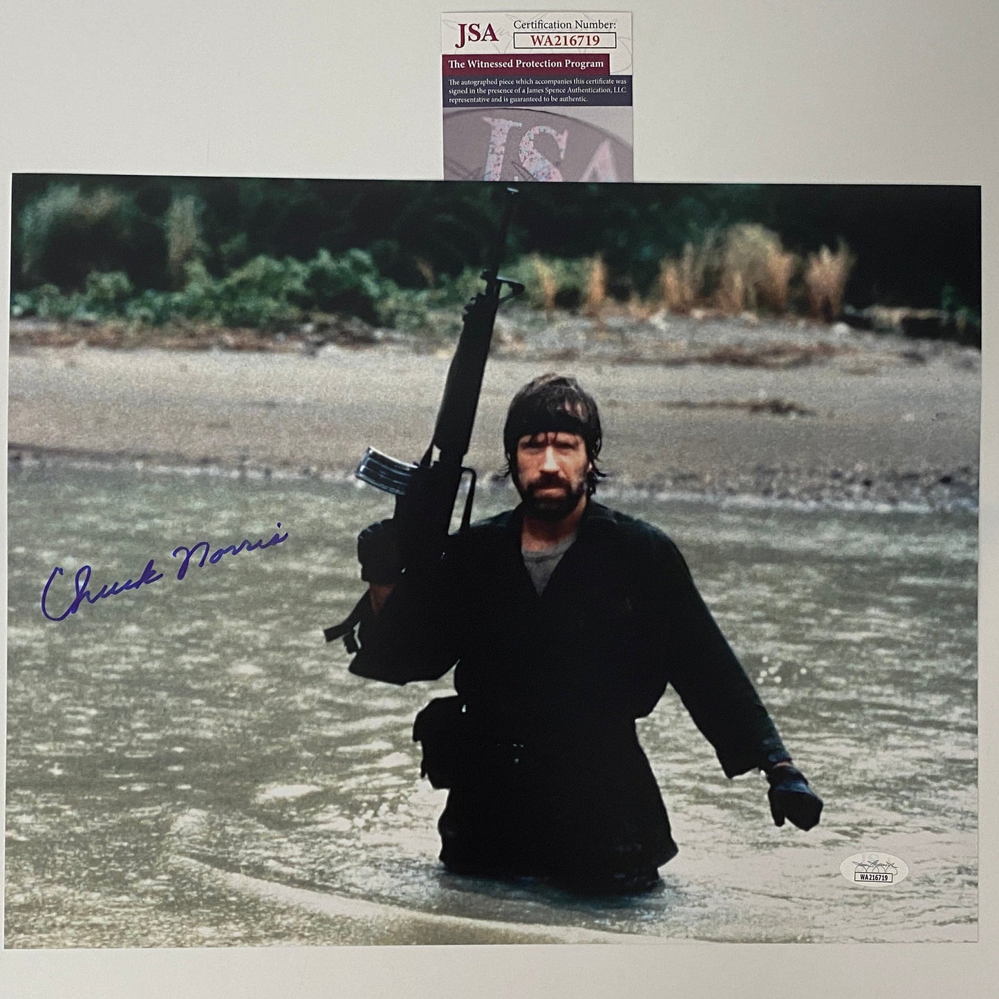 Autographed/Signed Chuck Norris Logan's War: Bound by Honor 11x14 Movie Photo JSA COA #5