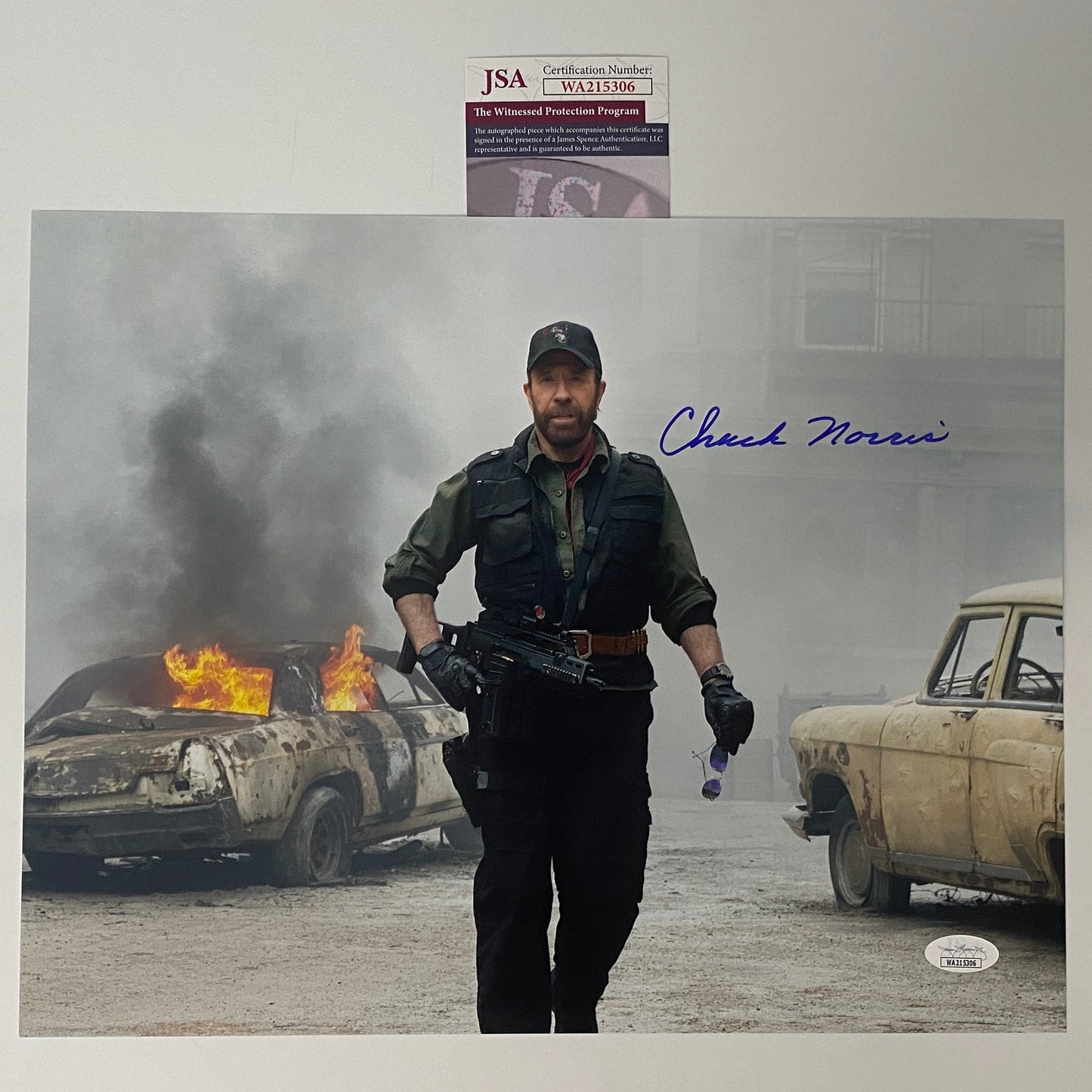 Autographed/Signed Chuck Norris The Expendables 2 11x14 Movie Photo JSA COA #1
