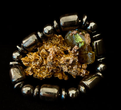 Power Play Hematite Bracelet | Geometric Healing Stone for Strength & Style (Large Wrists)