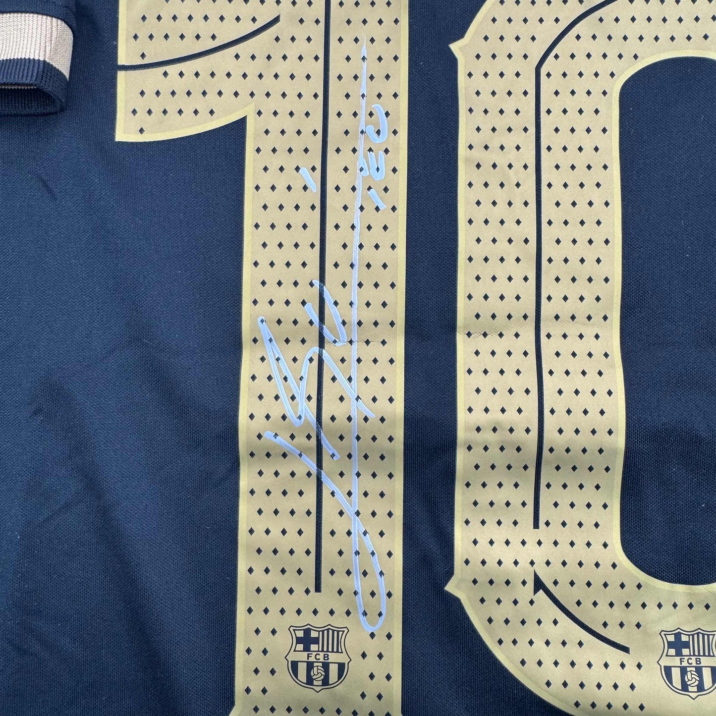 Autographed/Signed Lionel Leo Messi FC Barcelona Black Soccer Jersey Beckett BAS COA