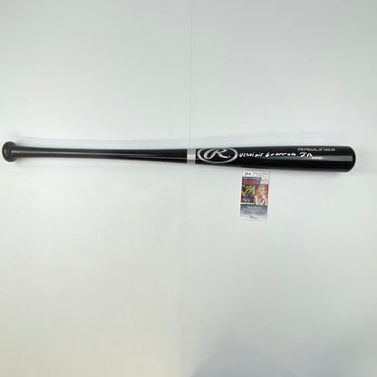 Autographed/Signed Vladimir Guerrero Jr. Toronto Blue Jays Rawlings Pro Black Baseball Bat JSA COA