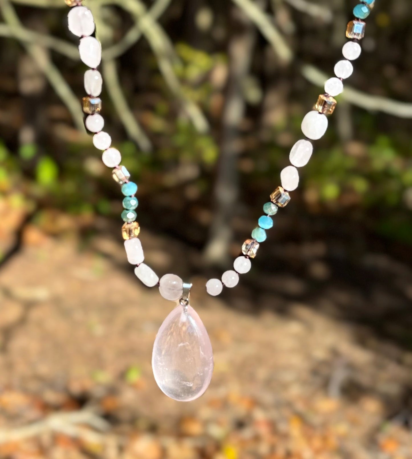 Blush Glow Harmony Necklace | Elegant Beaded Statement Jewelry