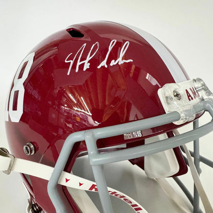 Autographed/Signed Nick Saban Alabama Crimson Tide FS Full Size College Football Helmet Beckett BAS COA