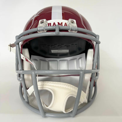 Autographed/Signed Nick Saban Alabama Crimson Tide FS Full Size College Football Helmet Beckett BAS COA
