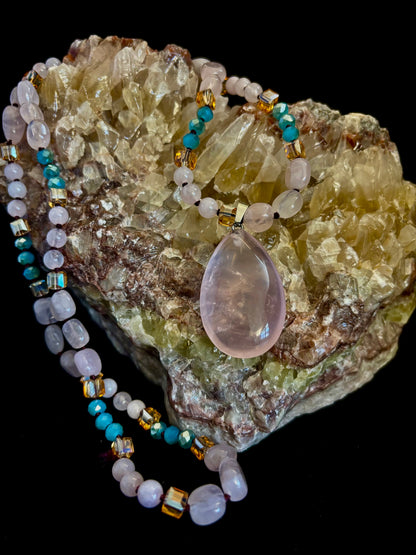 Blush Glow Harmony Necklace | Elegant Beaded Statement Jewelry