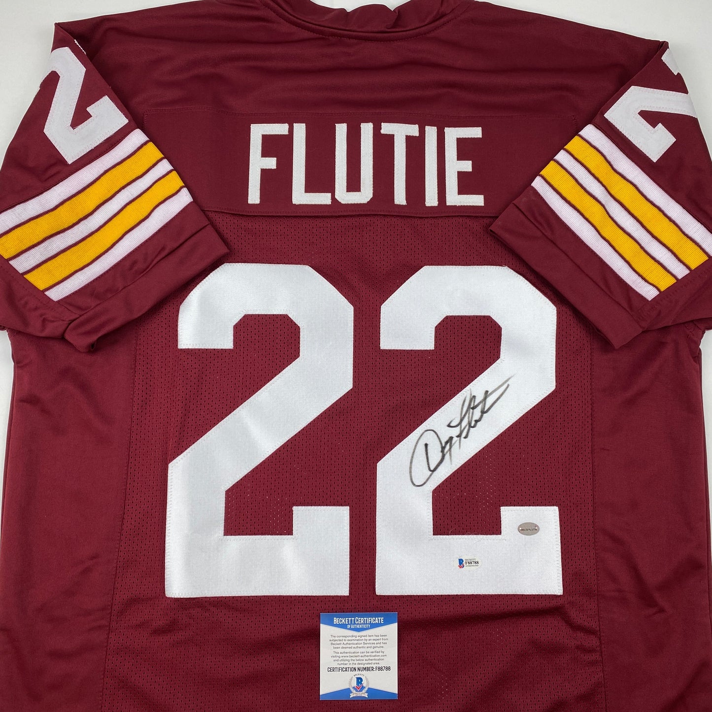 Autographed/Signed Doug Flutie Boston College Maroon Football Jersey Beckett BAS COA
